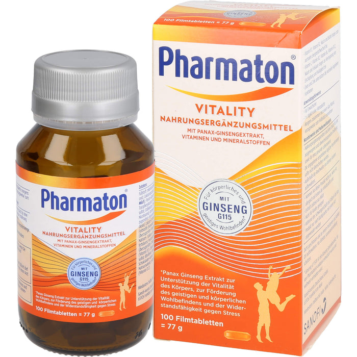 Pharmaton Vitality Tabletten mit Ginseng Extrakt, Vitaminen & Mineralstoffen, 100 St. Tabletten