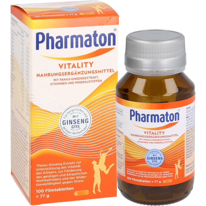Pharmaton Vitality Tabletten mit Ginseng Extrakt, Vitaminen & Mineralstoffen, 100 St. Tabletten
