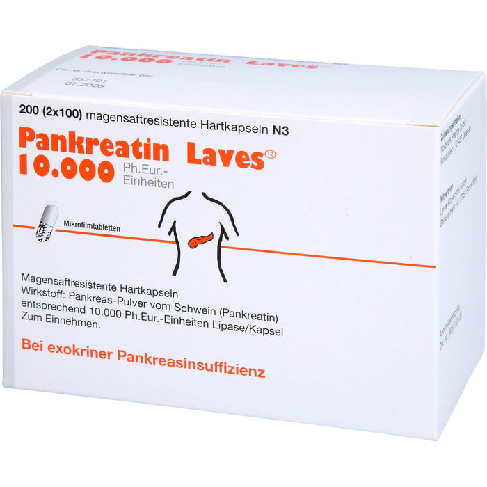 Laves Pankreatin 10.000 Ph.Eur-Einheiten Hartkapseln bei exokriner Pankreasinsuffizienz, 200 St. Kapseln