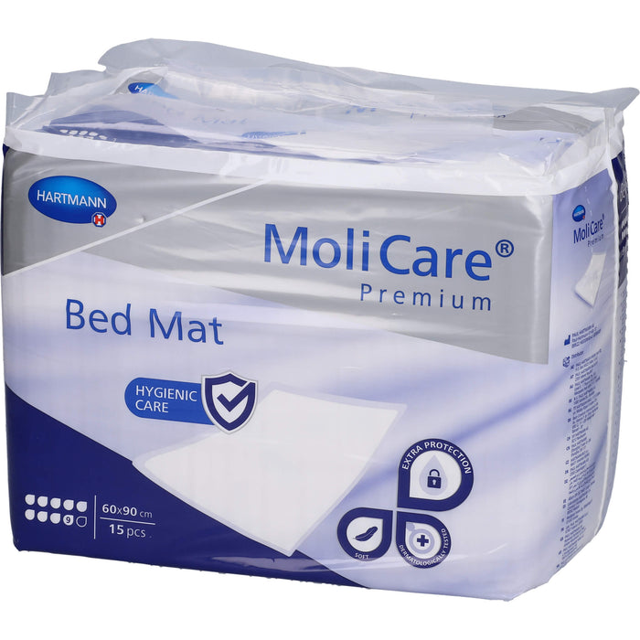 MoliCare Premium Bed Mat 9 Tropfen 60 x 90 cm saugstarke Bettschutzeinlagen, 15 St. Unterlagen