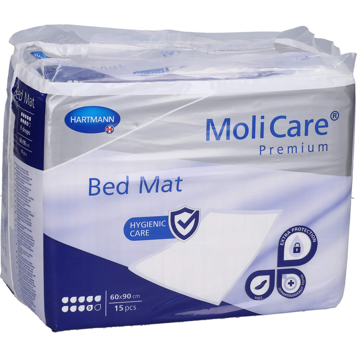 MoliCare Premium Bed Mat 9 Tropfen 60 x 90 cm saugstarke Bettschutzeinlagen, 15 St. Unterlagen