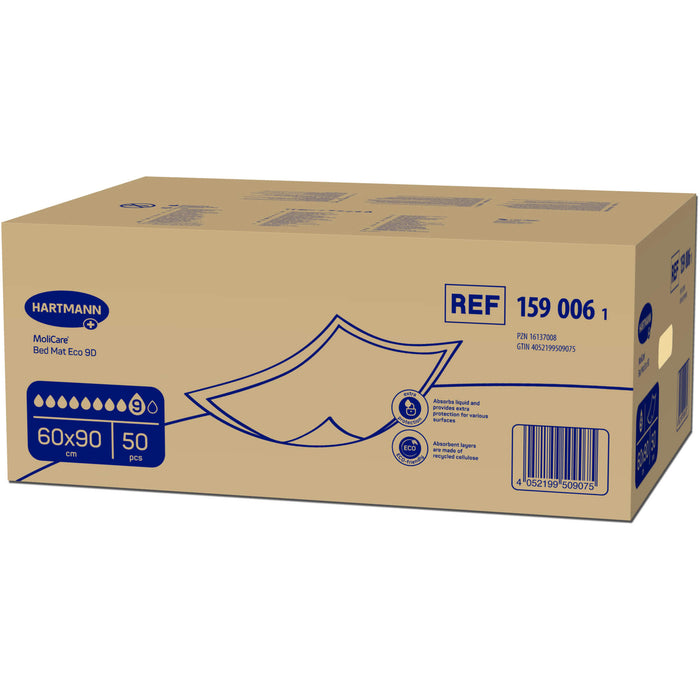 Moli Care Bed Mat Eco 9 Tropfen 60 cm x 90 cm Unterlagen, 50 St. Unterlagen