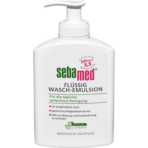 Sebamed flüssige seifenfreie Wasch-Emulsion mit Spender für empfindliche Haut, 200 ml Emulsion