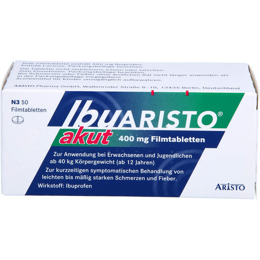 IbuARISTO akut 400 mg Filmtabletten bei Schmerzen und Fieber, 50 St. Tabletten