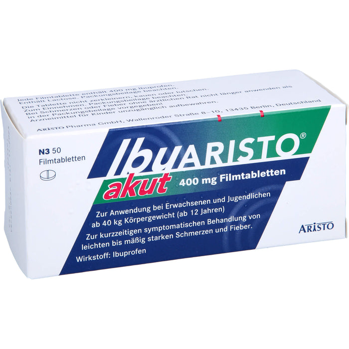 IbuARISTO akut 400 mg Filmtabletten bei Schmerzen und Fieber, 50 St. Tabletten