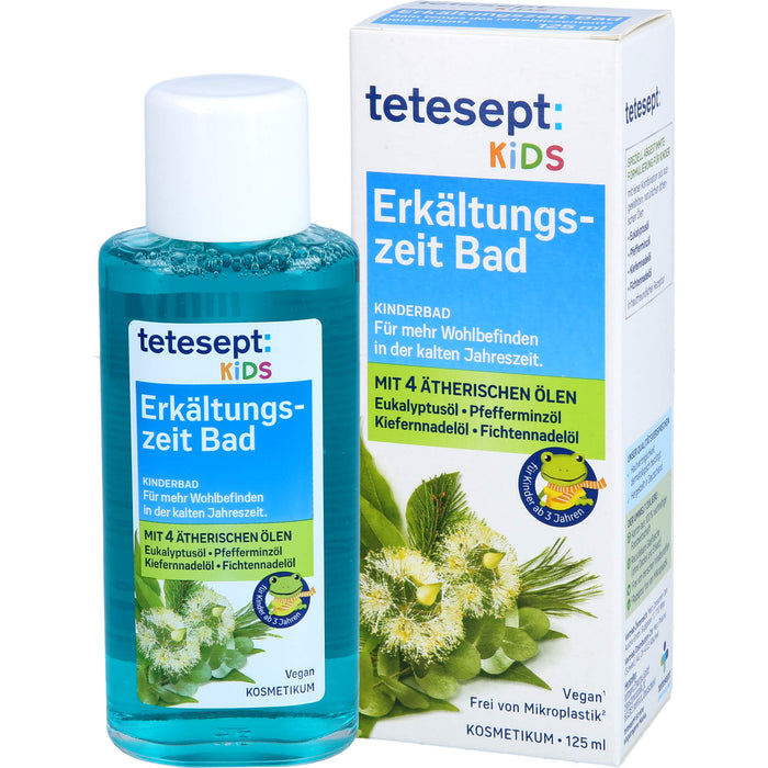 Tetesept Kinderbad Erkältungszeit Bad mit 5 ätherischen Ölen, 125 ml Lösung