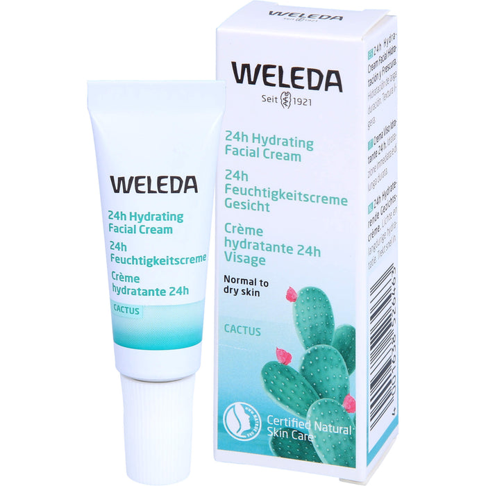 WELEDA 24h Feuchtigkeitscreme Feigenkaktus für normale und trockene Haut, 7 ml Creme