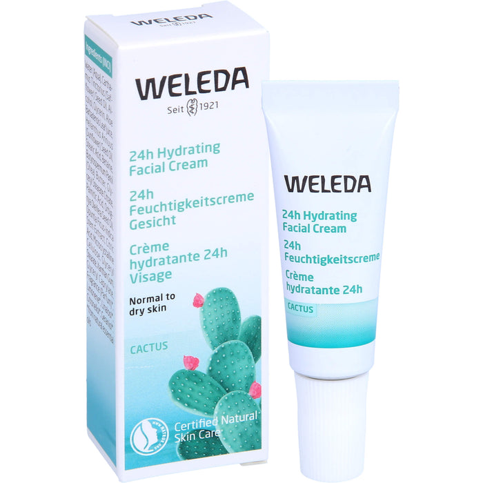 WELEDA 24h Feuchtigkeitscreme Feigenkaktus für normale und trockene Haut, 7 ml Creme