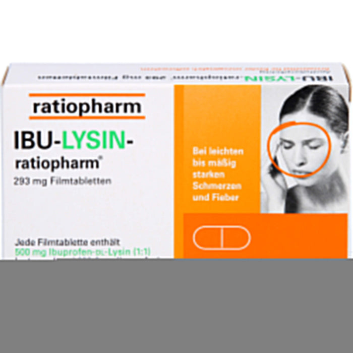 IBU-LYSIN-ratiopharm 293 mg Filmtabletten bei Schmerzen und Fieber, 20 St. Tabletten