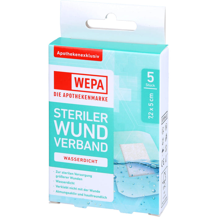 WEPA Wundverband wasserdicht 7,2 x 5cm steril, 5 St PFL