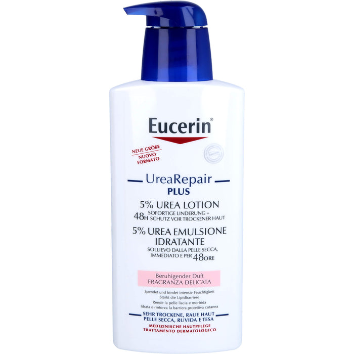 Eucerin UreaRepair PLUS Lotion 5% mit beruhigendem Duft – 48h intensive Pflege für trockene bis sehr trockene Haut, 400 ml Creme