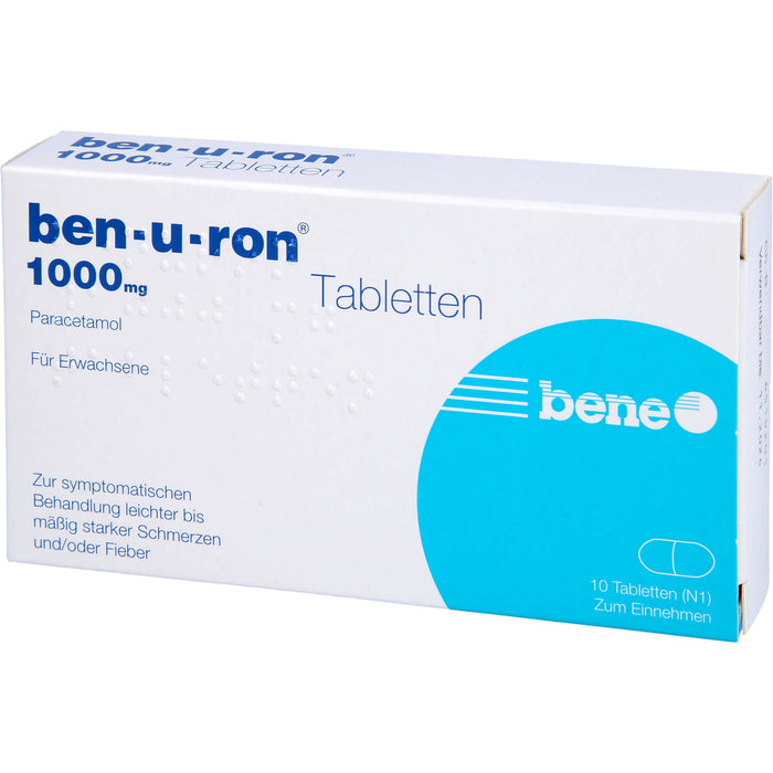 Benu-ron 1000 mg Tabletten bei leichten bis mittelstarken Schmerzen und Fieber, 10 St. Tabletten