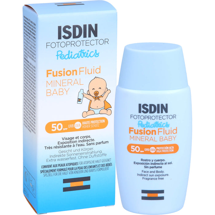 ISDIN Pediatrics Fusion Fluid Mineral Baby LSF 50 mineralische Sonnencreme für Kinder und Babys, 50 ml Creme