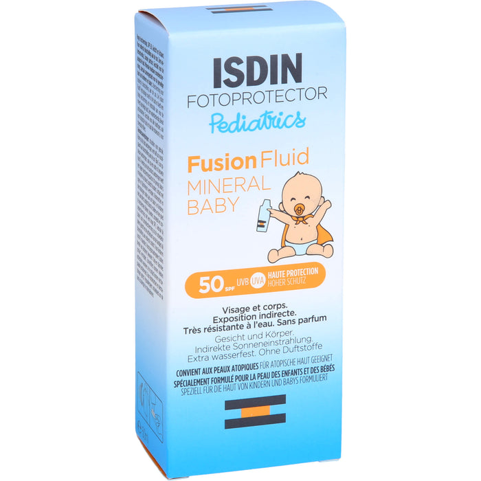 ISDIN Pediatrics Fusion Fluid Mineral Baby LSF 50 mineralische Sonnencreme für Kinder und Babys, 50 ml Creme