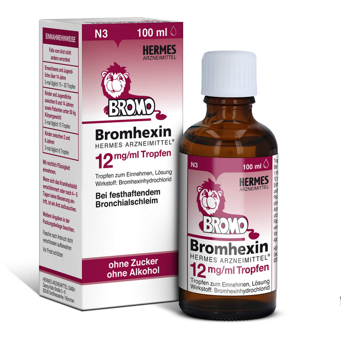 BROMO Bromhexin 12 mg/ml Tropfen bei festhaftendem Bronchialschleim, 100 ml Lösung