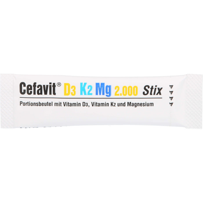 Cefavit D3 K2 Mg 2000 I.E. Stix für Knochen und Muskeln mit schwarzem Johannisbeeren-Geschmack, 36 St. Beutel