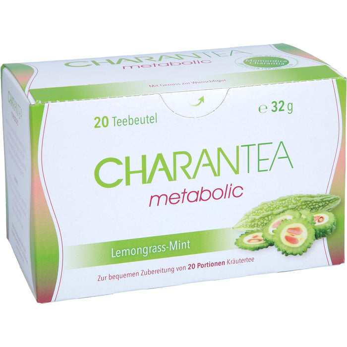 CHARANTEA metabolic Lemongrass-Mint Teebeutel zur Optimierung des Stoffwechsels, 20 St. Beutel
