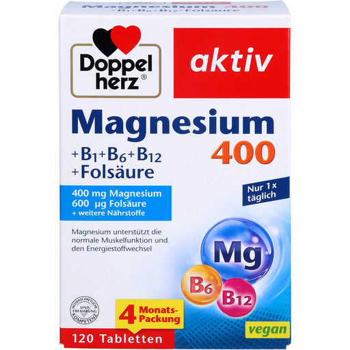 Doppelherz aktiv Magnesium 400+ B1 + B6 + B12 + Folsäure Tabletten, 20 St. Tabletten