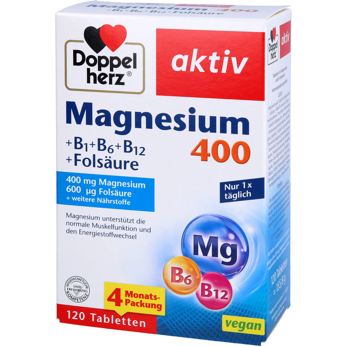 Doppelherz aktiv Magnesium 400+ B1 + B6 + B12 + Folsäure Tabletten, 20 St. Tabletten