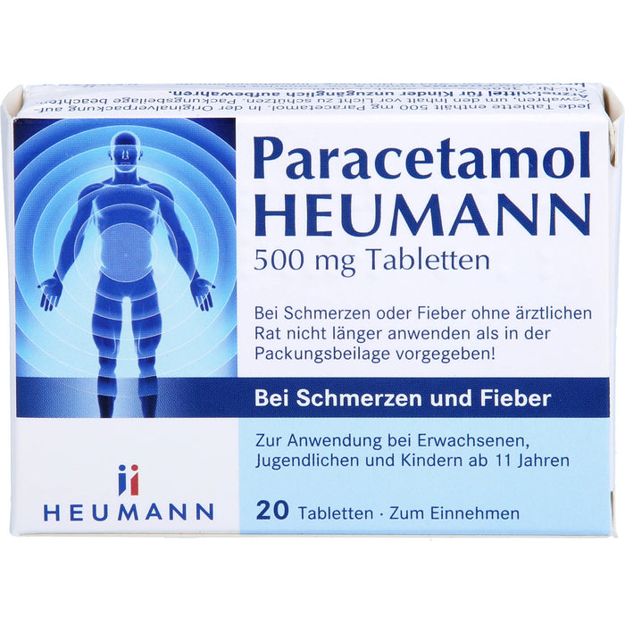 Paracetamol HEUMANN 500 mg Tabletten bei Schmerzen und Fieber, 20 St TAB