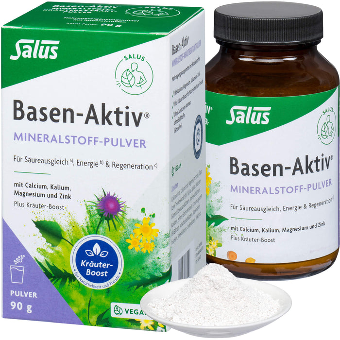 Salus Basen-Aktiv Mineralstoff-Kräuterextrakt-Pulver für Säureausgleich, Energie und Regeneration, 90 g Pulver