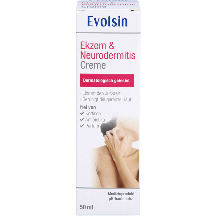Evolsin Ekzem & Neurodermitis Creme mindert Juckreiz & beruhigt gereizte Haut, 50 ml Creme