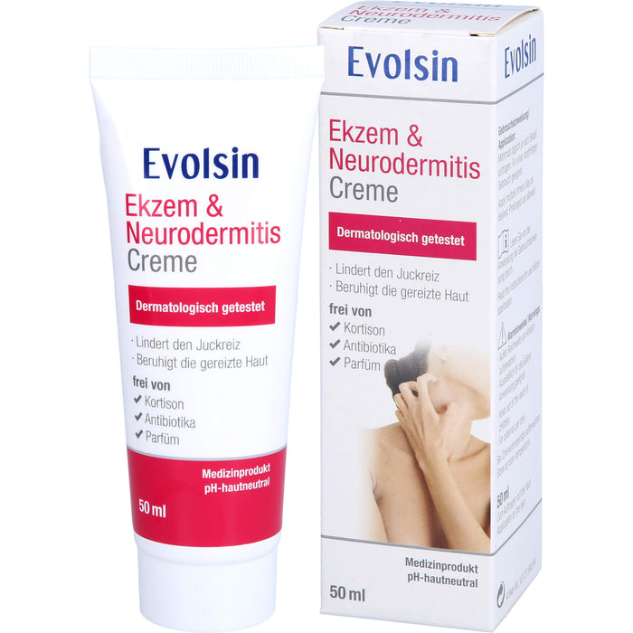 Evolsin Ekzem & Neurodermitis Creme mindert Juckreiz & beruhigt gereizte Haut, 50 ml Creme