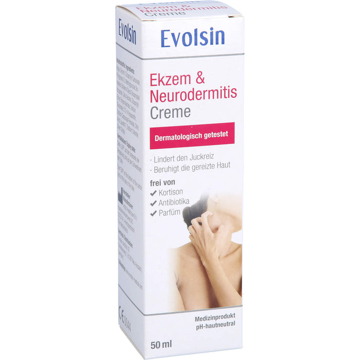 Evolsin Ekzem & Neurodermitis Creme mindert Juckreiz & beruhigt gereizte Haut, 50 ml Creme