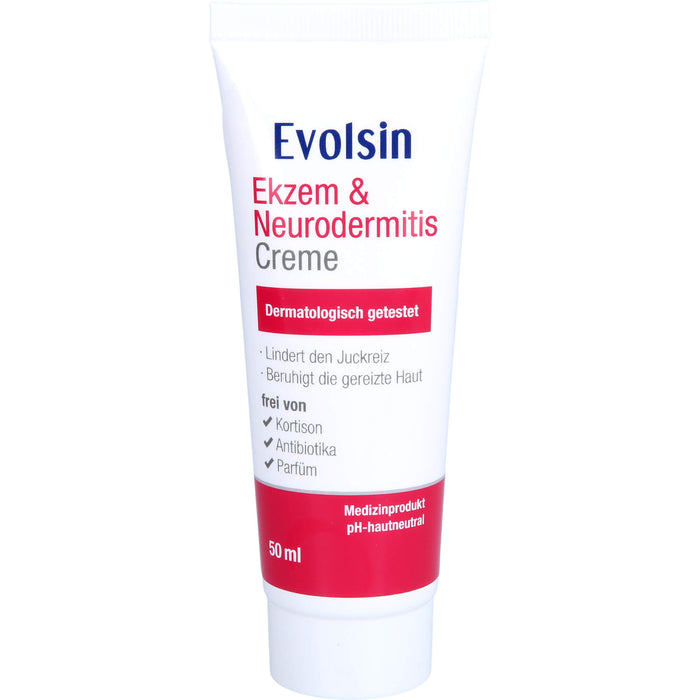 Evolsin Ekzem & Neurodermitis Creme mindert Juckreiz & beruhigt gereizte Haut, 50 ml Creme