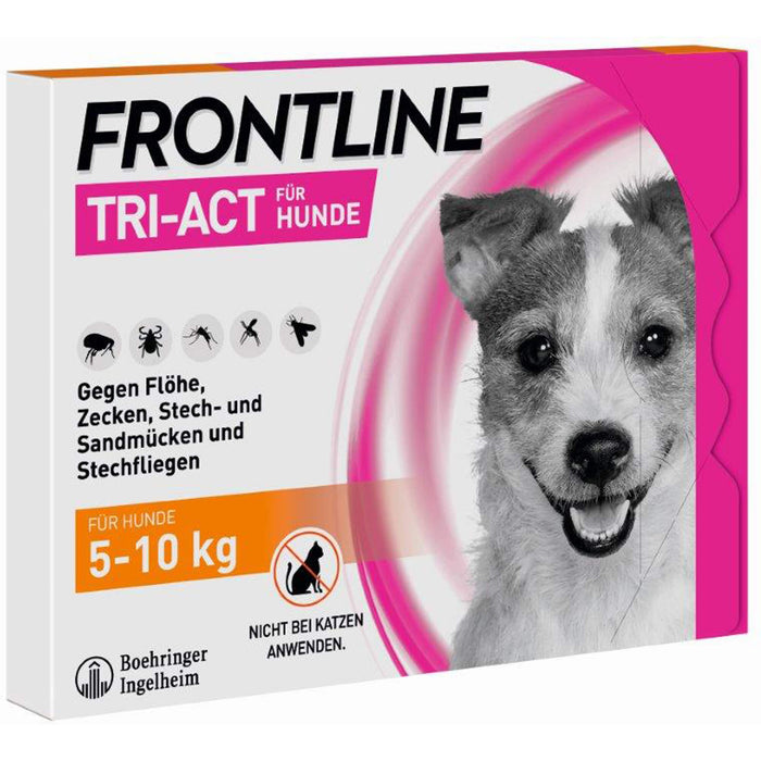 FRONTLINE Tri-Act Lösung gegen Zecken, Flöhe und fliegende Insekten beim Hund (5-10 kg), 3 St. Einzeldosisbehältnisse