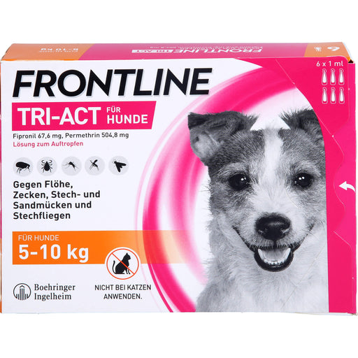 FRONTLINE TRI-ACT Lösung gegen Zecken, Flöhe und fliegende Insekten beim Hund (5-10kg), 6 St. Einzeldosisbehältnisse