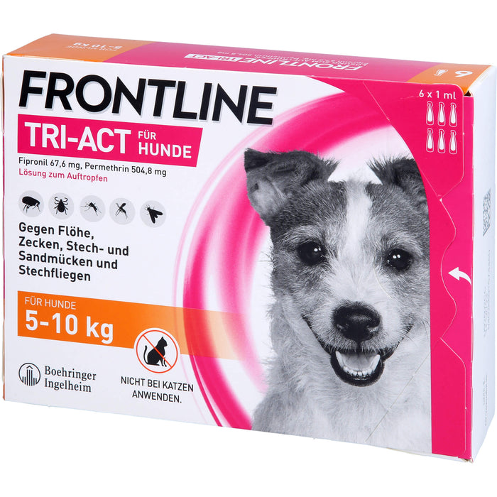 FRONTLINE TRI-ACT Lösung gegen Zecken, Flöhe und fliegende Insekten beim Hund (5-10kg), 6 St. Einzeldosisbehältnisse
