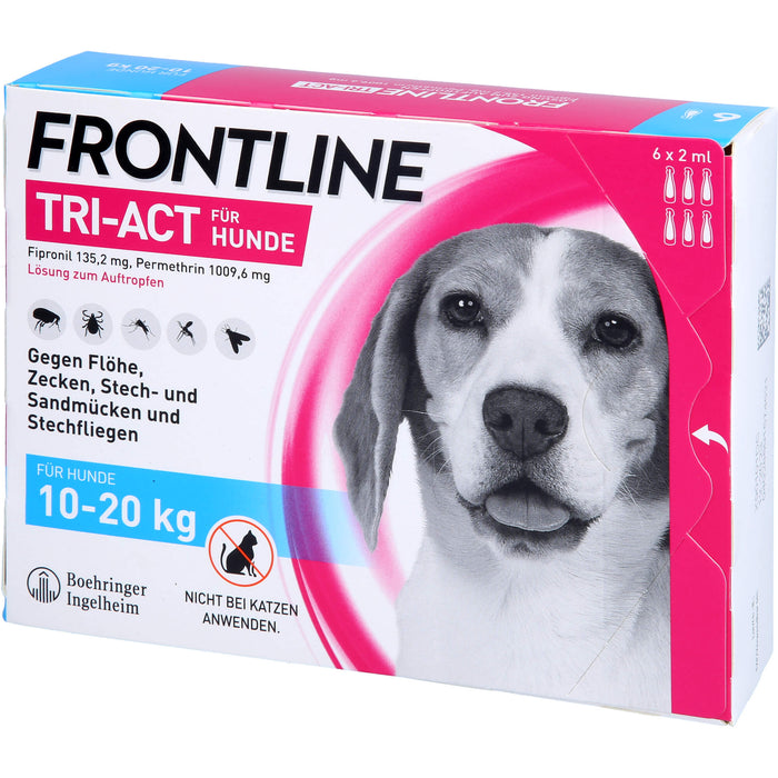 FRONTLINE TRI-ACT gegen Zecken, Flöhe und fliegende Insekten beim Hund (10-20 kg), 6 St. Einzeldosispipetten
