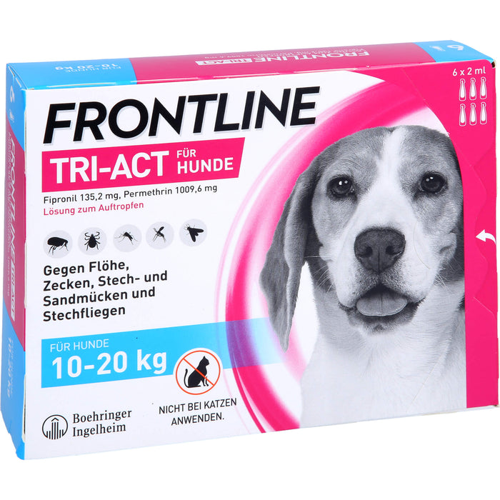 FRONTLINE TRI-ACT gegen Zecken, Flöhe und fliegende Insekten beim Hund (10-20 kg), 6 St. Einzeldosispipetten