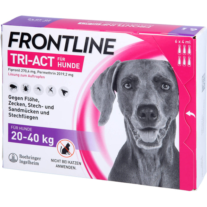 FRONTLINE TRI-ACT Lösung gegen Zecken, Flöhe und fliegende Insekten beim Hund (20-40kg), 6 St. Einzeldosisbehältnisse
