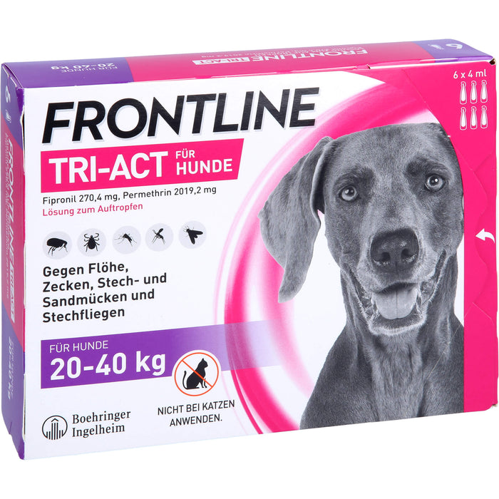 FRONTLINE TRI-ACT Lösung gegen Zecken, Flöhe und fliegende Insekten beim Hund (20-40kg), 6 St. Einzeldosisbehältnisse