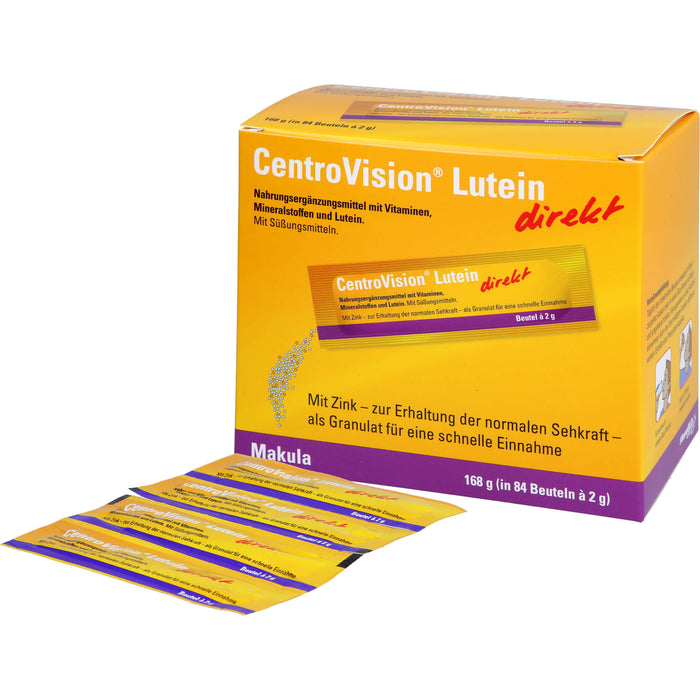 CentroVision Lutein direkt Granulat zur Erhaltung normaler Sehkraft, 84 St. Beutel