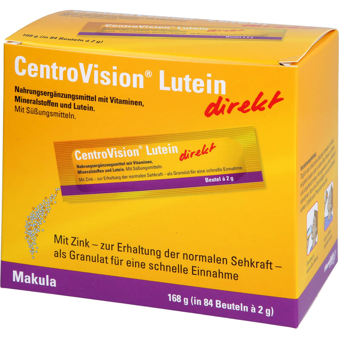CentroVision Lutein direkt Granulat zur Erhaltung normaler Sehkraft, 84 St. Beutel