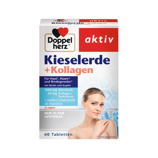 Doppelherz aktiv Kieselerde + Kollagen Tabletten für Haut, Haare und Bindegewebe, 60 St. Tabletten