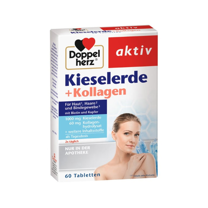 Doppelherz aktiv Kieselerde + Kollagen Tabletten für Haut, Haare und Bindegewebe, 60 St. Tabletten