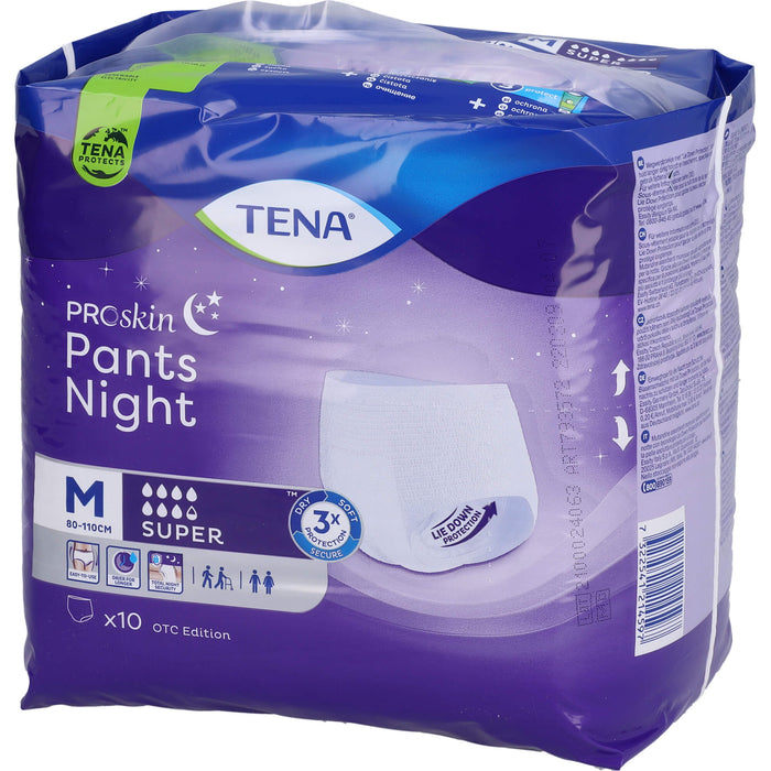 TENA Pants Night Super M Unisex Einweghosen für die Nacht bei Inkontinenz, 10 St. Windelhosen
