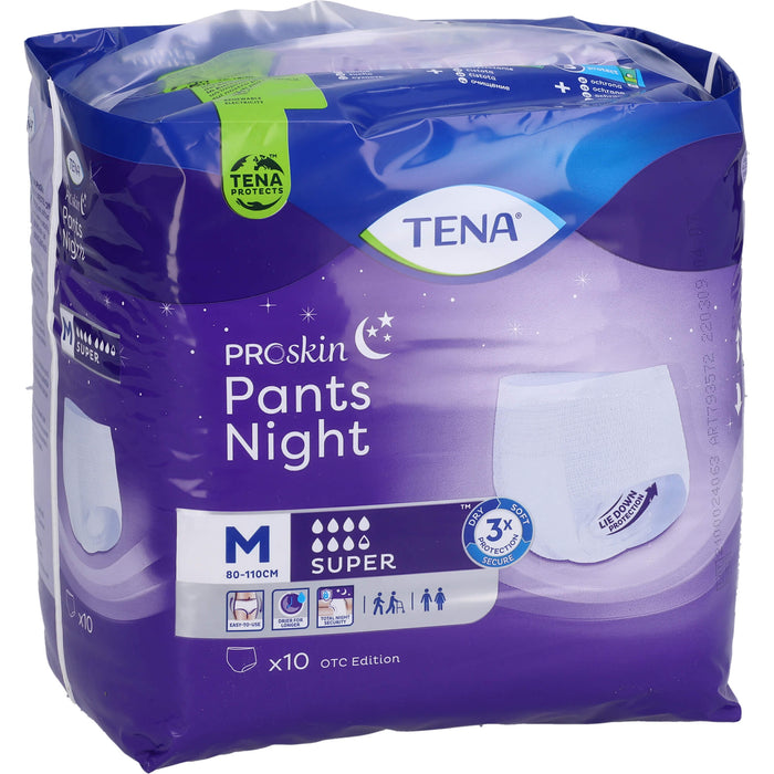 TENA Pants Night Super M Unisex Einweghosen für die Nacht bei Inkontinenz, 10 St. Windelhosen