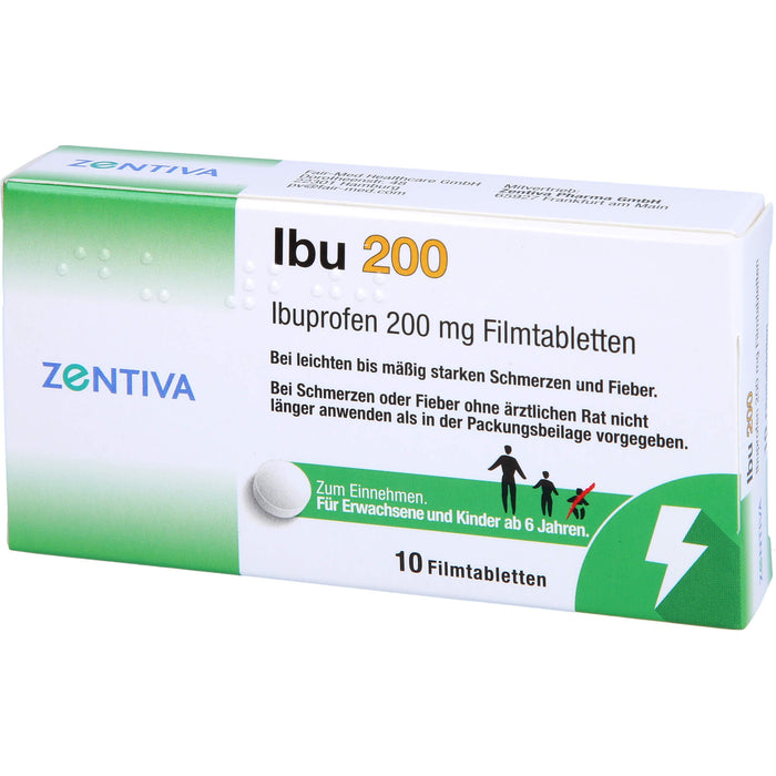 ZENTIVA Ibu 200 Filmtabletten bei Schmerzen und Fieber, 10 St. Tabletten