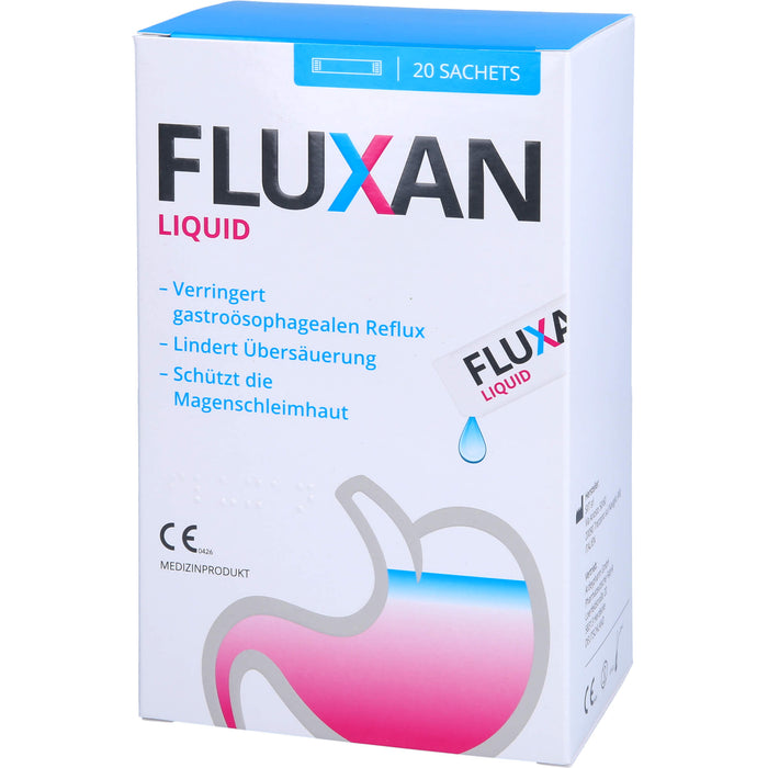 Fluxan Liquid Sachet verringert gastroösophagealen Reflux und lindert Übersäuerung, 20 St. Beutel