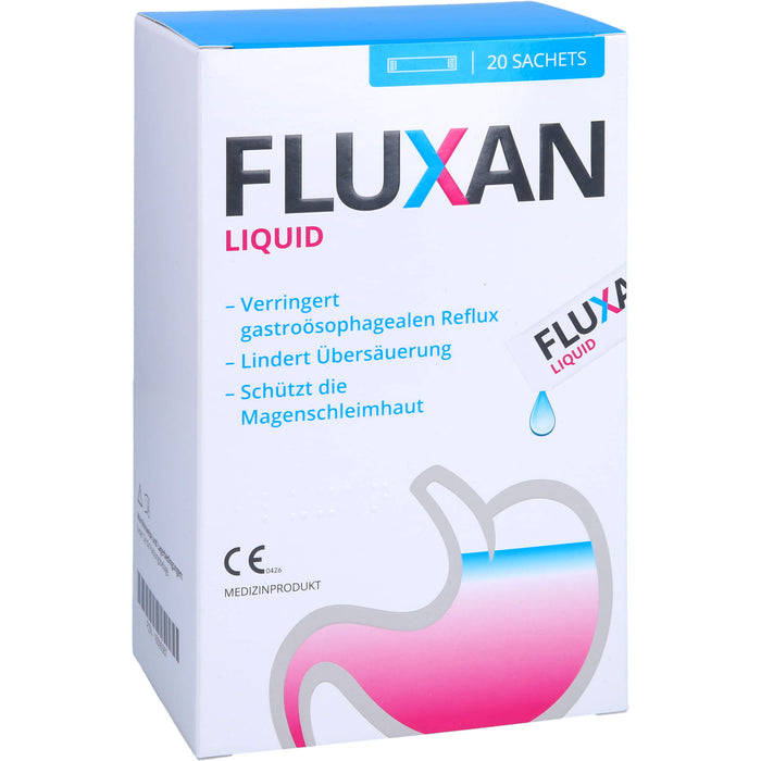 Fluxan Liquid Sachet verringert gastroösophagealen Reflux und lindert Übersäuerung, 20 St. Beutel