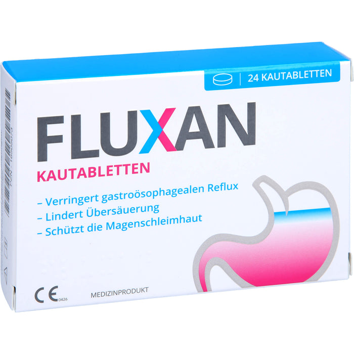 Fluxan Kautabletten verringert gastroösophagealen Reflux und lindert Sodbrennen, 24 St. Kautabletten
