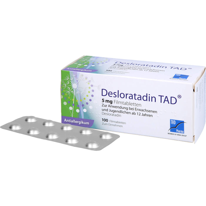 Desloratadin TAD 5 mg Filmtabletten bei Allergien, 100 St. Tabletten