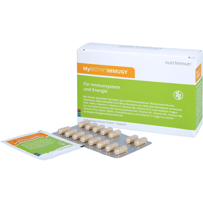 MyBIOTIK IMMUGY Kombipackung mit Pulver und Kapseln für Immunsystem und Energie, 15 St. Portionen