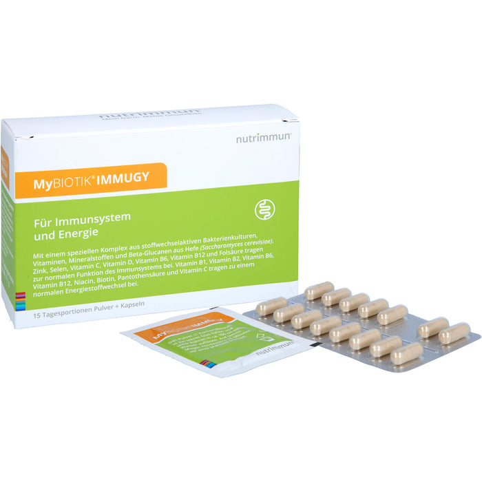 MyBIOTIK IMMUGY Kombipackung mit Pulver und Kapseln für Immunsystem und Energie, 15 St. Portionen