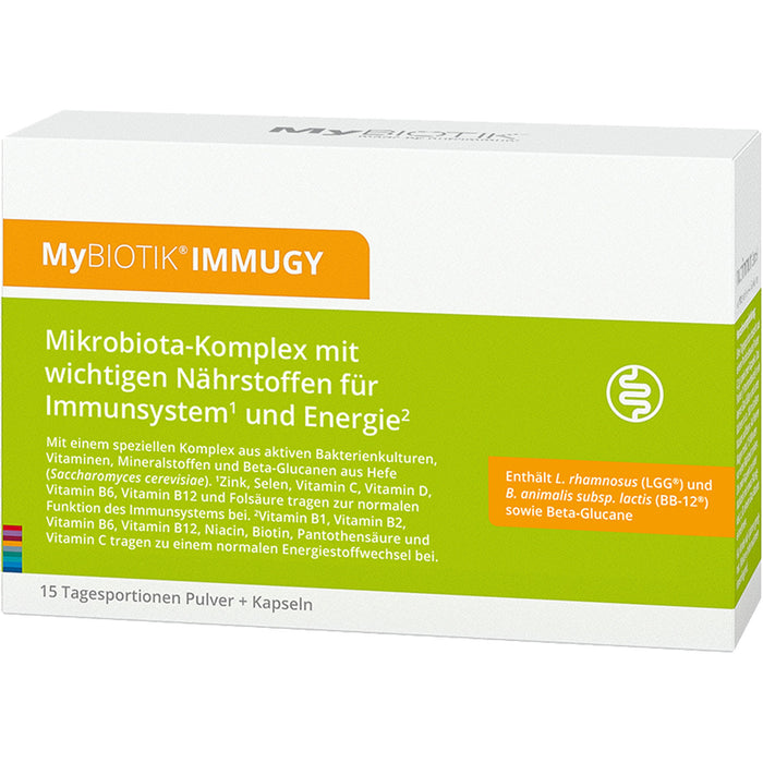 MyBIOTIK IMMUGY Kombipackung mit Pulver und Kapseln für Immunsystem und Energie, 15 St. Portionen